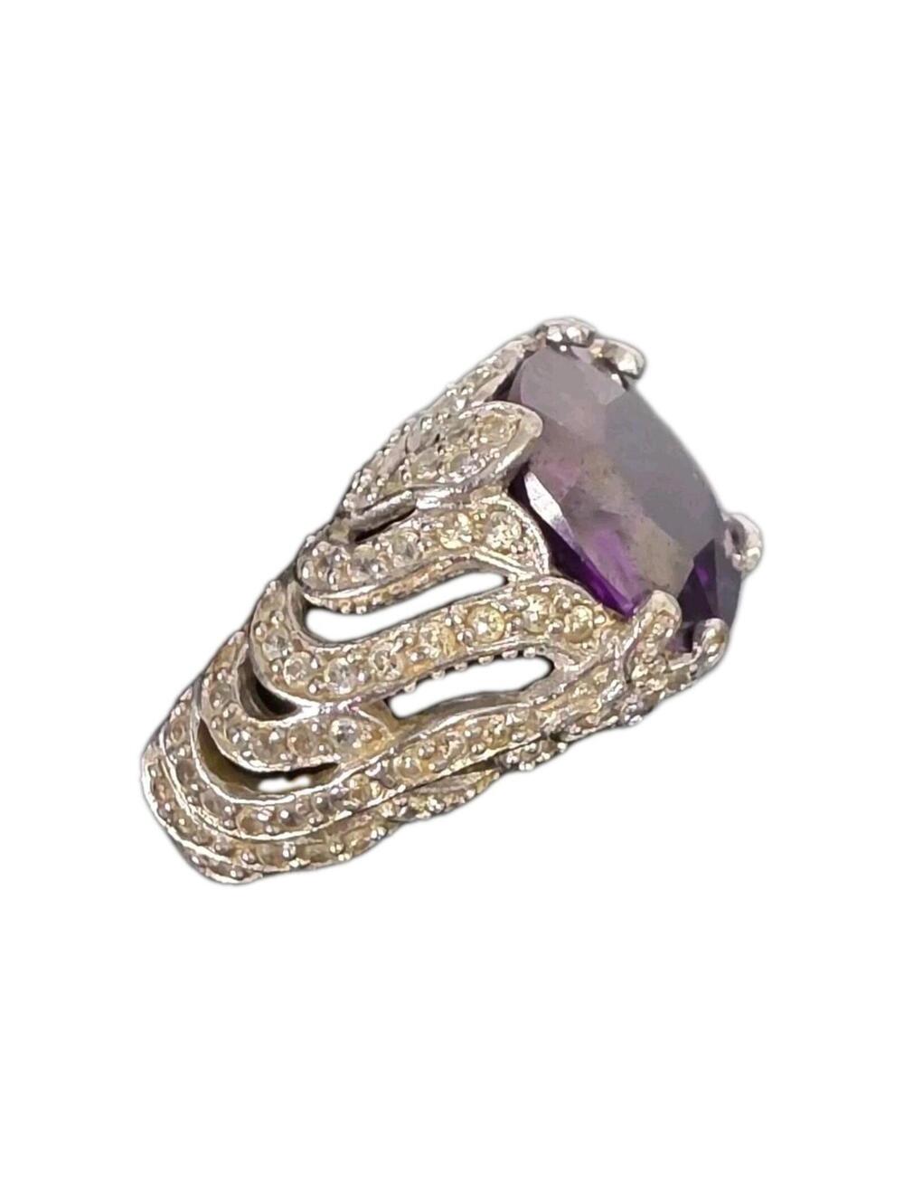 BIG Vintage  Sterling Silver JM Women's Ring Sz  9 cocktail Ring 13 Grams